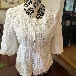 Nanette Lepore Ivory Eyelet Lace Jacket